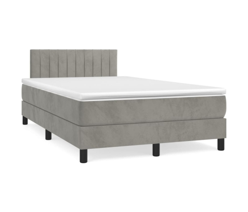 Cama box spring con colchón terciopelo gris claro 120x200 cm