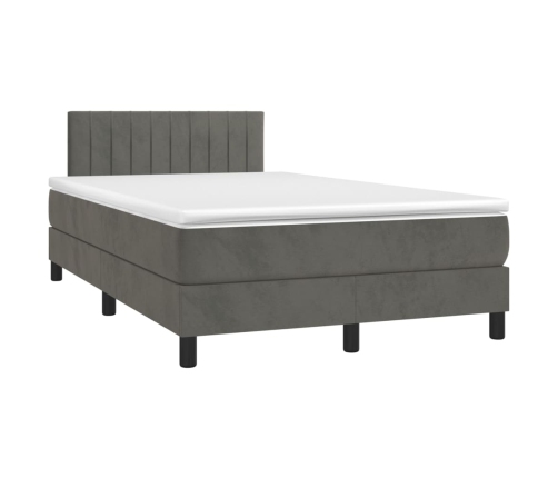 Cama box spring con colchón terciopelo gris oscuro 120x200 cm