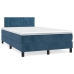 Cama box spring con colchón terciopelo azul oscuro 120x200 cm