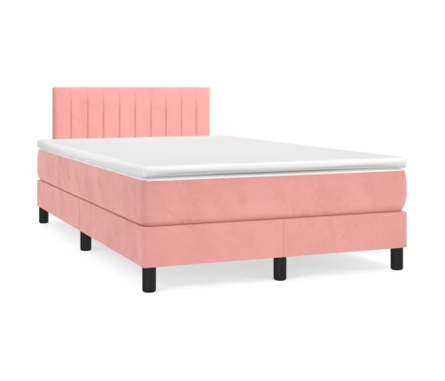 Cama box spring con colchón terciopelo rosa 120x200 cm