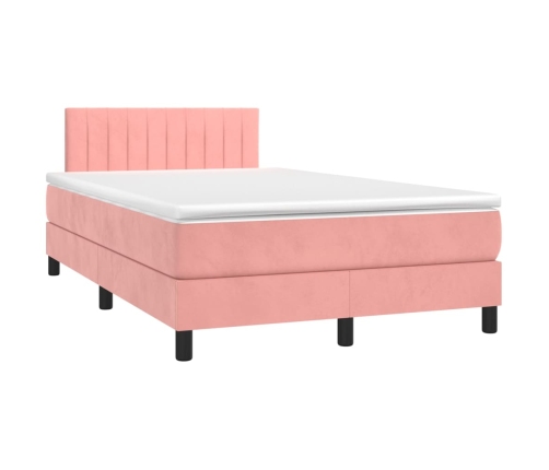 Cama box spring con colchón terciopelo rosa 120x200 cm