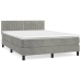 Cama box spring con colchón terciopelo gris claro 140x190 cm