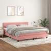 Cama box spring con colchón terciopelo rosa 180x200 cm