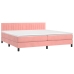 Cama box spring con colchón terciopelo rosa 200x200 cm