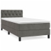 Cama box spring con colchón terciopelo gris oscuro 80x200 cm