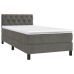 Cama box spring con colchón terciopelo gris oscuro 80x200 cm