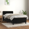 Cama box spring con colchón terciopelo negro 80x200 cm