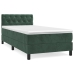 Cama box spring con colchón terciopelo verde oscuro 80x200 cm