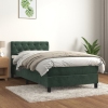 Cama box spring con colchón terciopelo verde oscuro 80x200 cm