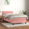 Cama box spring con colchón terciopelo rosa 80x200 cm