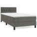 Cama box spring con colchón terciopelo gris oscuro 90x190 cm