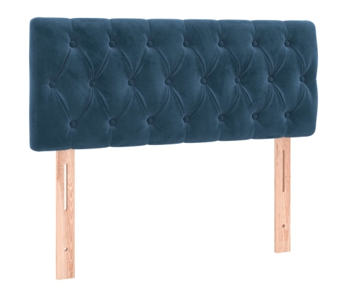 Cama box spring con colchón terciopelo azul oscuro 90x190 cm