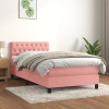 Cama box spring con colchón terciopelo rosa 90x190 cm