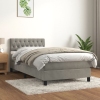 Cama box spring con colchón terciopelo gris claro 100x200 cm