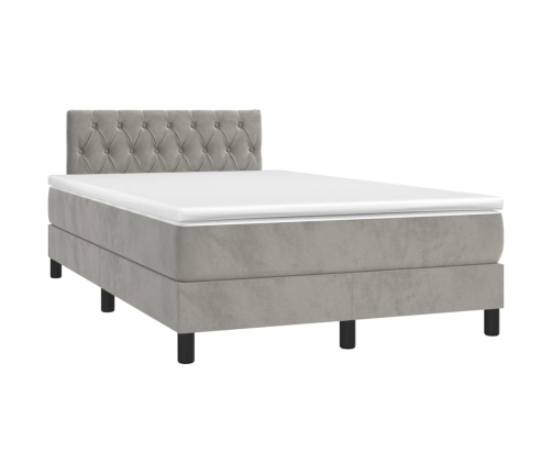 Cama box spring con colchón terciopelo gris claro 120x200 cm