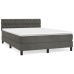 Cama box spring con colchón terciopelo gris oscuro 140x190 cm