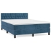 Cama box spring con colchón terciopelo azul oscuro 140x190 cm