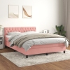 Cama box spring con colchón terciopelo rosa 140x190 cm