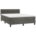 Cama box spring con colchón terciopelo gris oscuro 140x200 cm