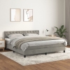 Cama box spring con colchón terciopelo gris claro 160x200 cm