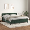 Cama box spring con colchón terciopelo verde oscuro 160x200 cm