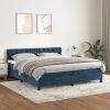 Cama box spring con colchón terciopelo azul oscuro 160x200 cm