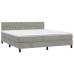 Cama box spring con colchón terciopelo gris claro 180x200 cm