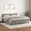 Cama box spring con colchón terciopelo gris claro 180x200 cm