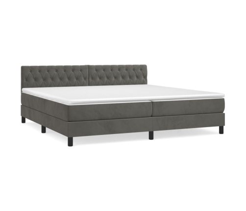 Cama box spring con colchón terciopelo gris oscuro 200x200 cm