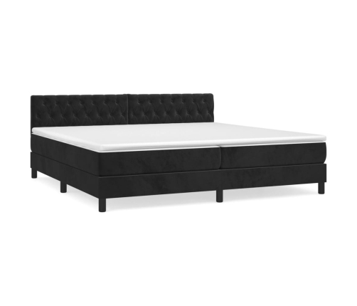 Cama box spring con colchón terciopelo negro 200x200 cm