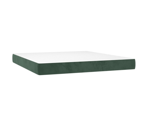 Cama box spring con colchón terciopelo verde oscuro 200x200 cm