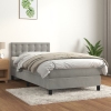 Cama box spring con colchón terciopelo gris claro 90x190 cm