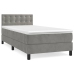 Cama box spring con colchón terciopelo gris claro 100x200 cm