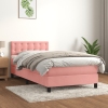 Cama box spring con colchón terciopelo rosa 100x200 cm