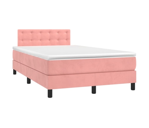 Cama box spring con colchón terciopelo rosa 120x200 cm