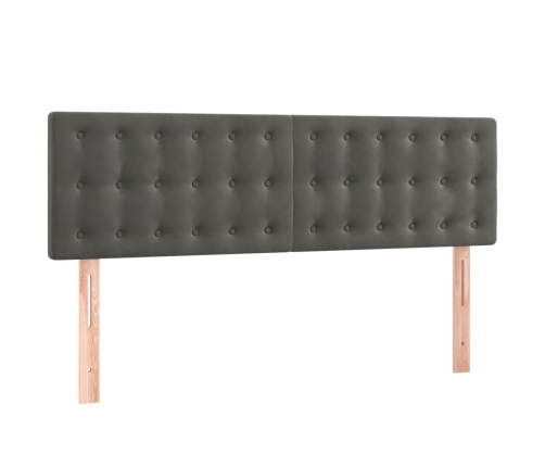 Cama box spring con colchón terciopelo gris oscuro 140x200 cm