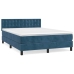 Cama box spring con colchón terciopelo azul oscuro 140x200 cm