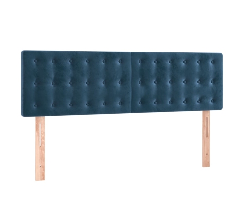 Cama box spring con colchón terciopelo azul oscuro 140x200 cm