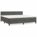 Cama box spring con colchón terciopelo gris oscuro 200x200 cm