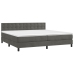 Cama box spring con colchón terciopelo gris oscuro 200x200 cm