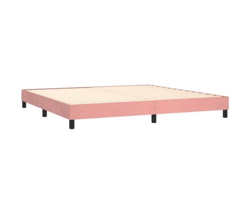 Cama box spring con colchón terciopelo rosa 200x200 cm