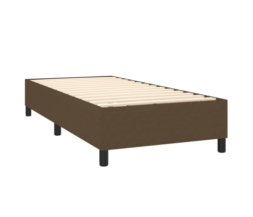 Cama box spring con colchón tela marrón oscuro 80x200 cm