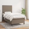 Cama box spring con colchón tela gris taupe 80x200 cm