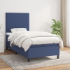 Cama box spring con colchón tela azul 80x200 cm