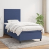 Cama box spring con colchón tela azul 90x200 cm