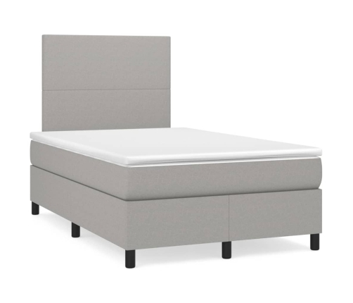 Cama box spring con colchón tela gris claro 120x200 cm