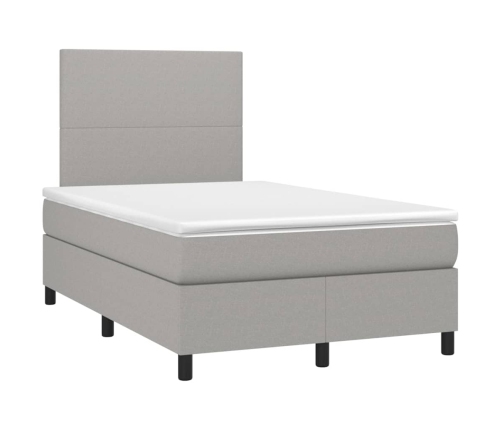 Cama box spring con colchón tela gris claro 120x200 cm