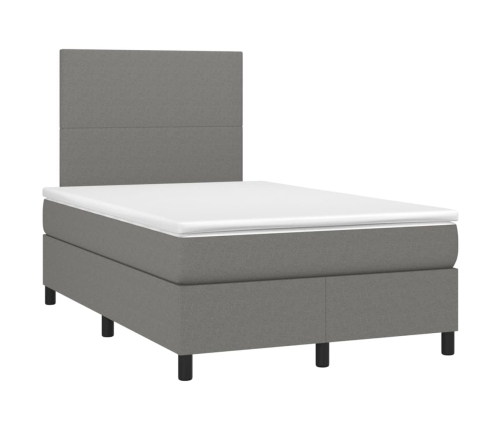 Cama box spring con colchón tela gris oscuro 120x200 cm