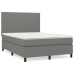 Cama box spring con colchón tela gris oscuro 140x190 cm