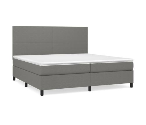 Cama box spring con colchón tela gris oscuro 200x200 cm